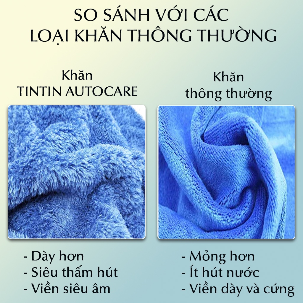 Khăn lau ô tô xe hơi cao cấp TINTIN AUTOCARE lông cừu dày siêu mềm siêu thấm nước gấp 5 lần trọng lượng khăn