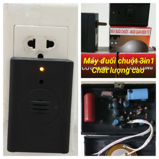 Máy đuổi chuột và đuổi muỗi cả gián  3in1 có hình test sóng âm  - Cửu Long