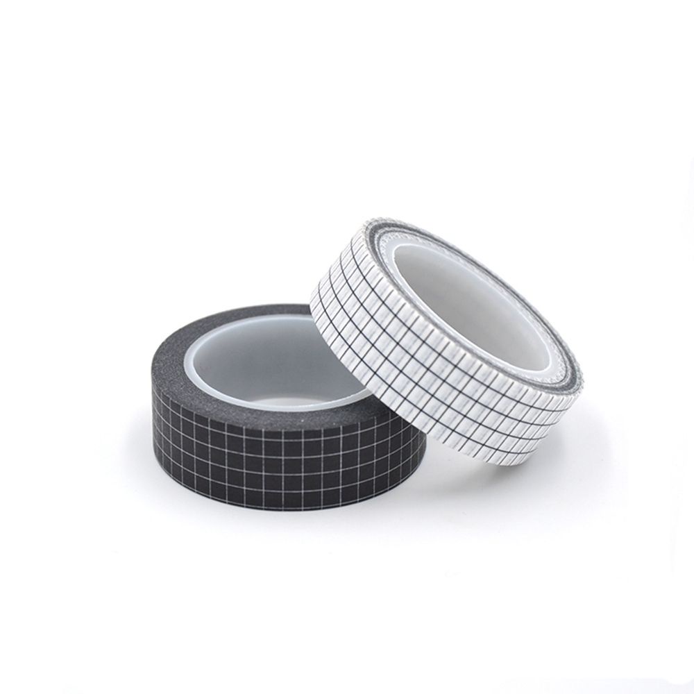 Cuộn băng keo giấy màu 10m trắng/đen trang trí tự làm đơn giản