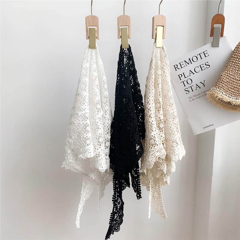 Khăn Choàng Vai Cotton Hình Tam Giác Rỗng Đan Móc Thời Trang Hàn Quốc Cho Nữ