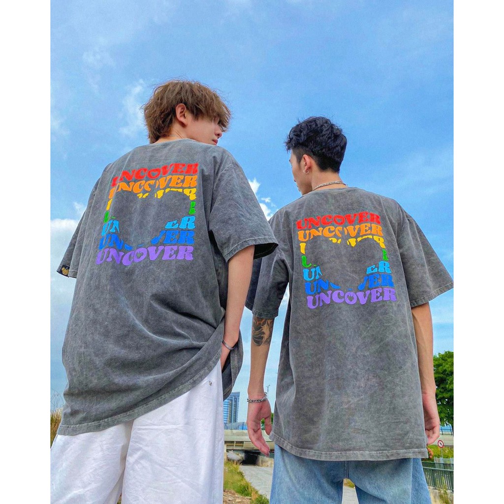 Áo thun UNCOVER 7 màu áo thun wash tee Xám full tag nam nữ Kun shop