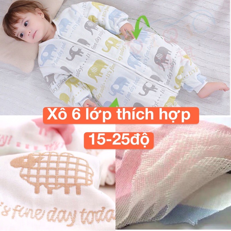 PHÒNG CẢM LẠNH giữ ấm bụng túi ngủ dành cho các bé hay đạp chăn túi ngủ liền chân cotton xô nhộng chũn