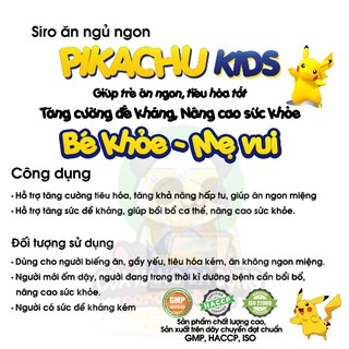 Vitamin tổng hợp bổ cho bé Pikachu Kids dạng siro giúp bé ăn ngon ngủ ngon tăng cường sức khỏe và sức đề kháng tăng cân