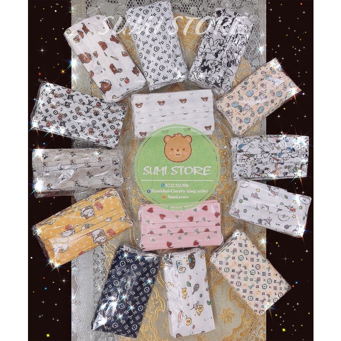 Khẩu Trang Cao Cấp 4 Lớp Gấu Hoạ Tiết Hoạt Hình Garcotex Fashion Mask (Phiên Bản Giới Hạn)