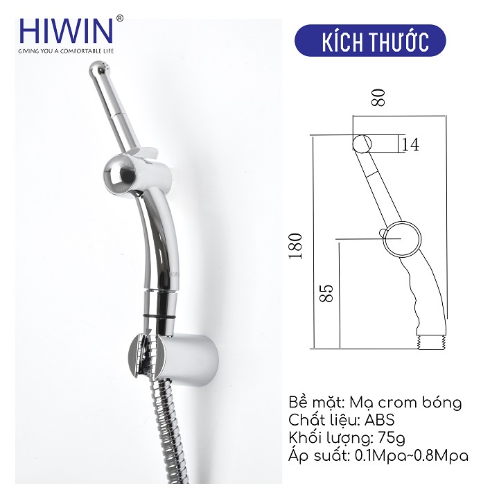 Bộ vòi xịt vệ sinh đa năng chất liệu nhựa ABS mặt gương cao cấp HIWIN PJF-1701