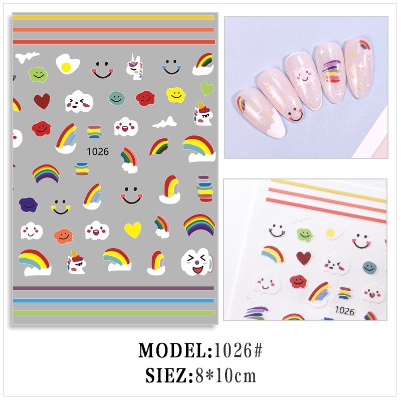 sticker hình trai tim dán móng tay nail