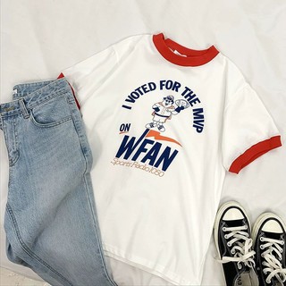 [Thanh lý lỗ] Áo phông cotton viền đỏ