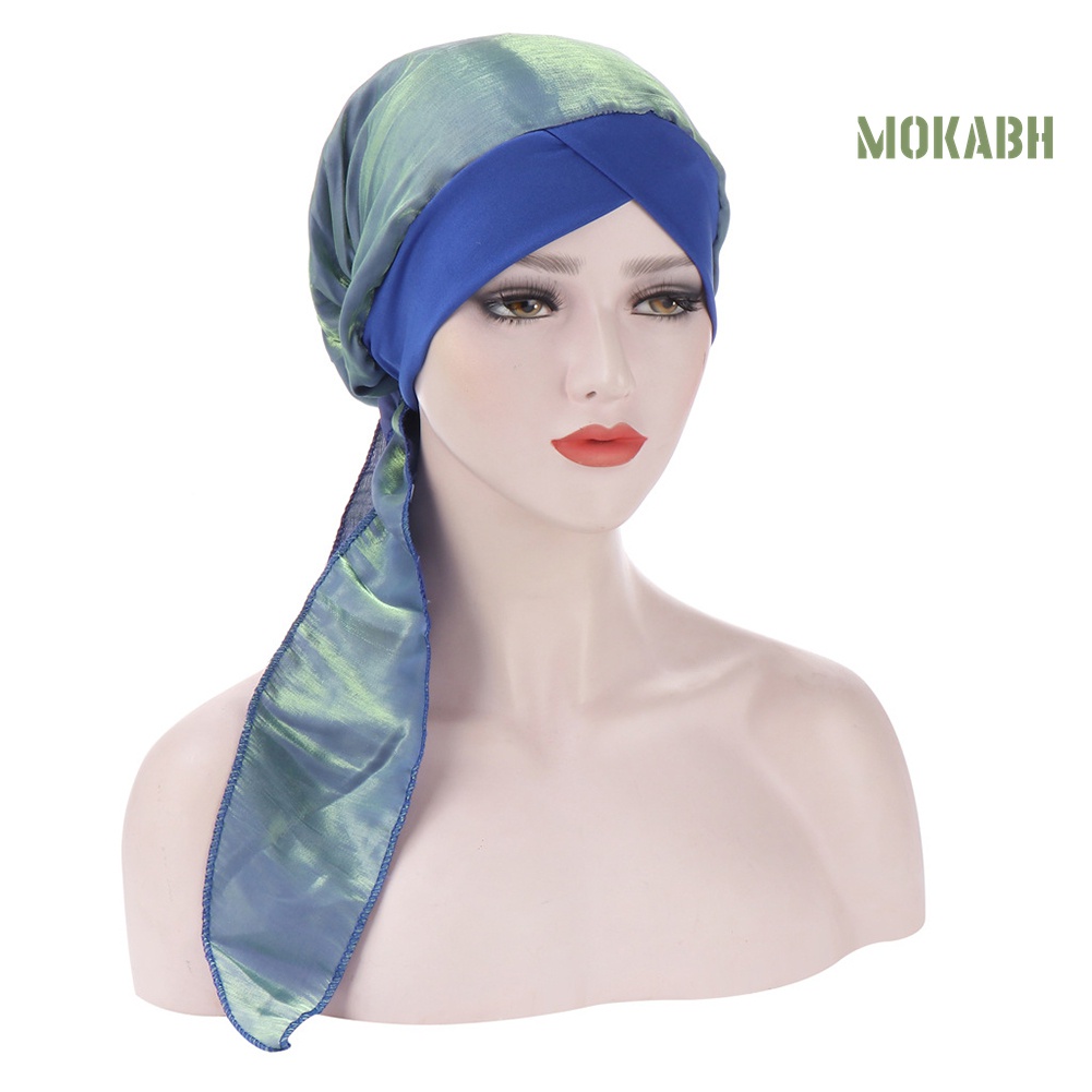 Mũ Turban Chiffon Đuôi Dài In Hoa Thời Trang Cho Nữ