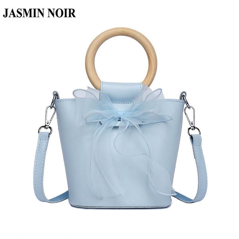 Túi Đeo JASMIN NOIR Chéo Chất Liệu Da PU Đính Nơ Xinh Xắn Cho Nữ