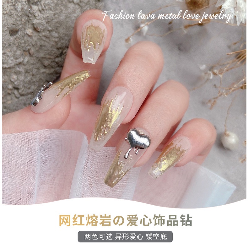 Set 10 Miếng Dán Trang Trí Móng Tay Nghệ Thuật Bằng Hợp Kim Hình Giọt Nước