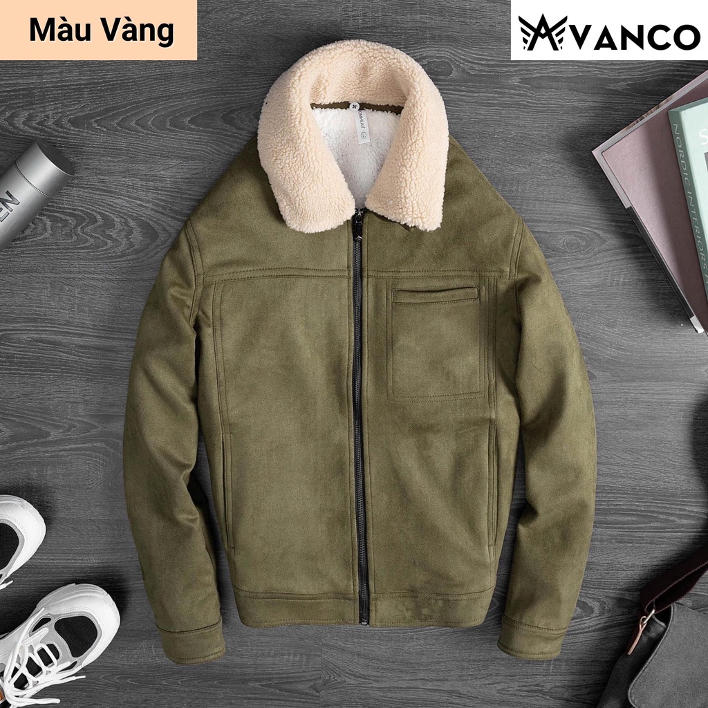 Áo khoác nam da lộn đẹp cổ lông tháo rời có lót lông, jacket Romhear Basic cao cấp mùa đông AVANCO AV99