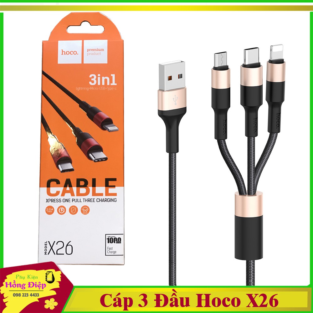 Cáp 3 Đầu Hoco X26