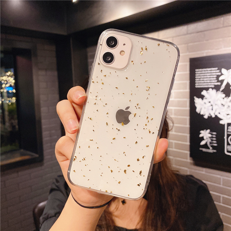 Gold foil phone case Suitable for Iphone 12 Pro Max / Iphone 11 Pro Max / Xr / xs / Xs Max / 7plus / 8plus / 6 Plus / Se 2020 shockproof  Vỏ iPhone