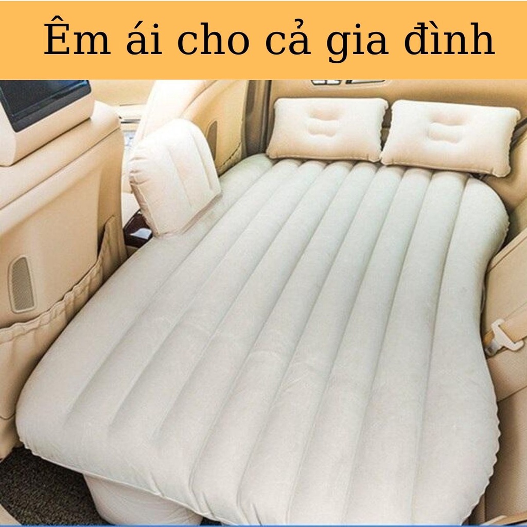 Đệm hơi ô tô, Nệm xe hơi giường trên xe có gối chặn cho bé kèm bơm điện cắm xe