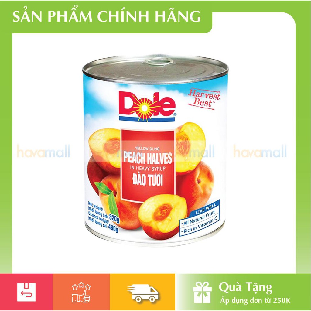 [Hàng nhập khẩu] Đào tươi Dole đóng hộp 820gr pha trà đào