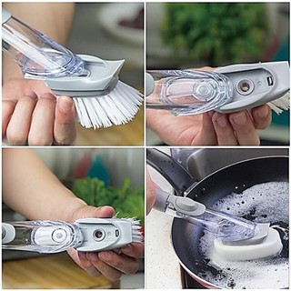 Cọ rửa chén bát đa năng có tay cầm dài tiện lợi 1 đầu chải và miếng bọt biển