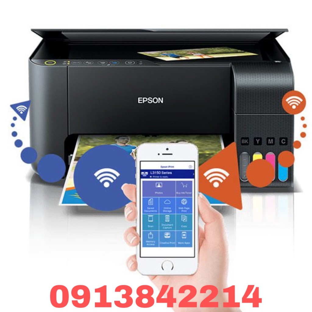 Máy in phun màu Epson L3150(L3250) (Print/ Copy/ Scan/Wifi) đa gồm mực in hãng