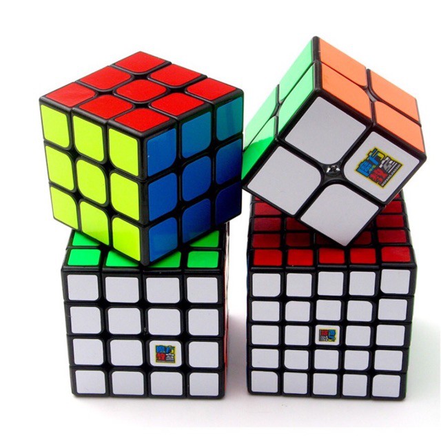 Combo 4 Khối Rubik Qiyi Gift Box 2x2 3x3 4x4 5x5 Viền Đen