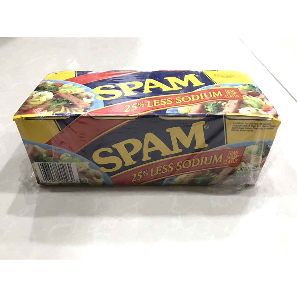 [Date: 03/2023] Thịt hộp Spam Giảm mặn Hormel 25% Less Sodium 340g, Thịt đóng hộp, Thịt heo hộp,Thịt hộp spam mỹ