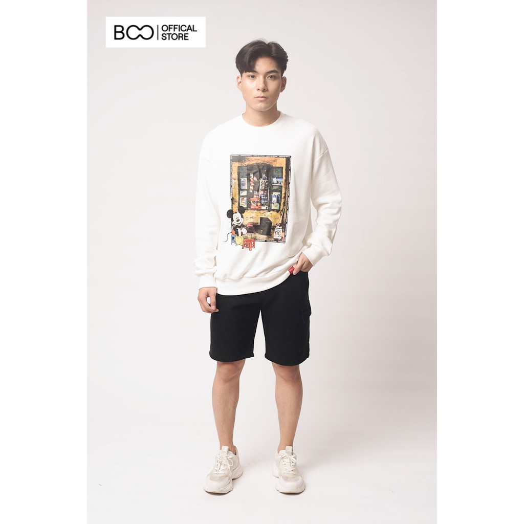 Áo Sweatshirt Nỉ Không Mũ Nam Nữ Unisex BOO Dáng Oversize In Hình Mickey Cao Cấp