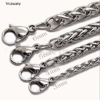 Vòng cổ dây bện 3/4/5/6mm bằng thép không gỉ màu bạc
