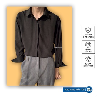 Áo sơ mi nam nữ dài tay giấu khuy unisex form rộng hàn quốc cao cấp AS02
