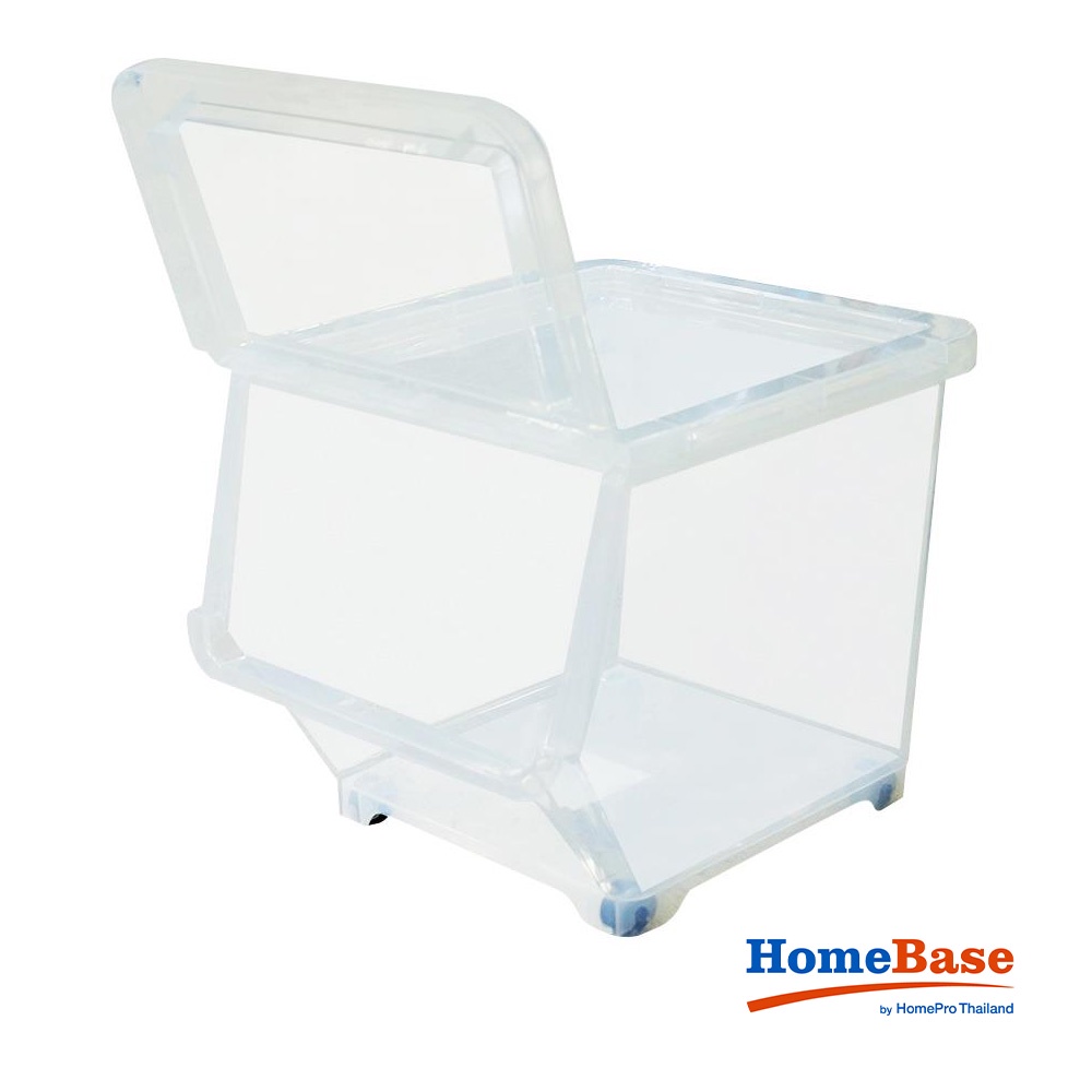 HomeBase STACKO thùng nhựa đựng đồ đa năng sz M W33xH31xD38.5cm màu trắng trong