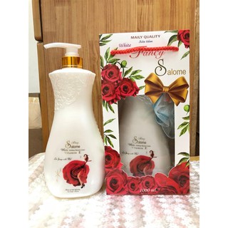 Hộp quà sữa tắm hoa hồng Salome 1000ml tặng bông tắm