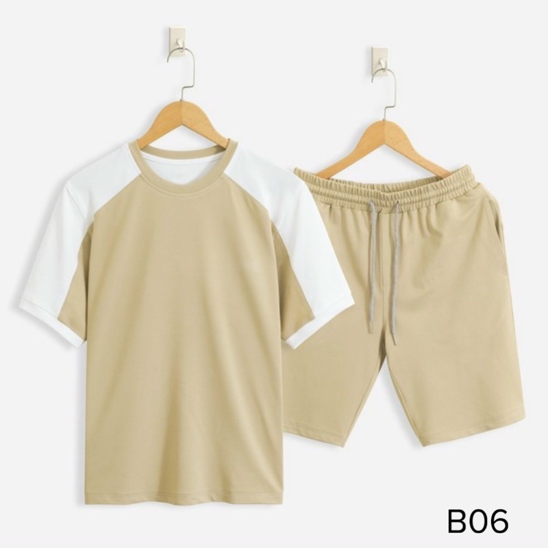 Bộ thể thao nam phối tay chất cá sấu polo mặc thoáng mát