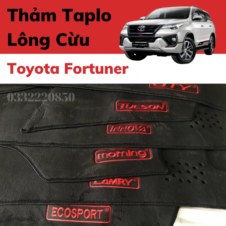 Toyota Fortuner. Thảm Taplo Nhung Lông Cừu Siêu Mềm Mịn Cao Cấp Bảo Vệ Xe
