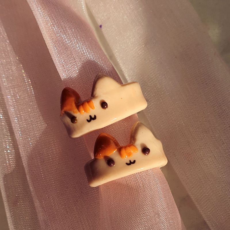 Nhẫn đất sét mèo cam xinh xắn / Nhẫn handmade đất sét