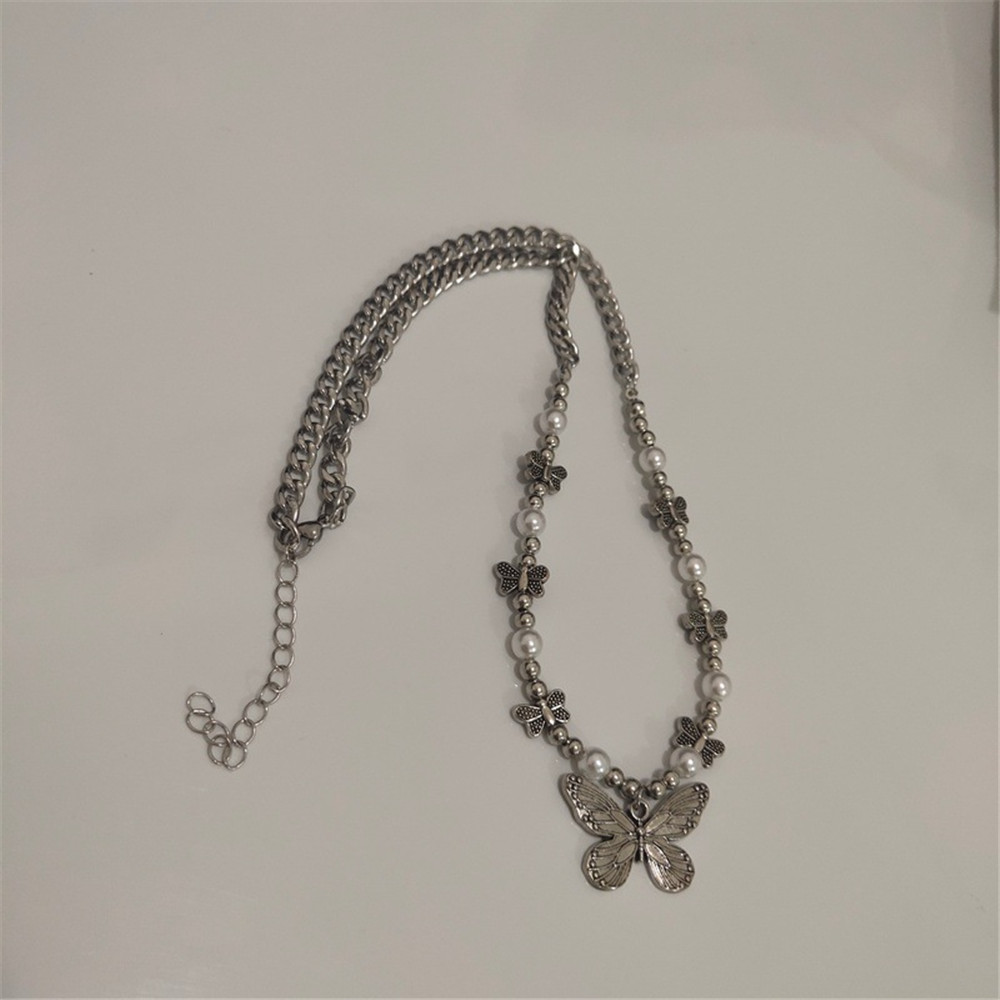 Dây chuyền mặt hình bươm bướm đính ngọc trai thời trang cho nữ