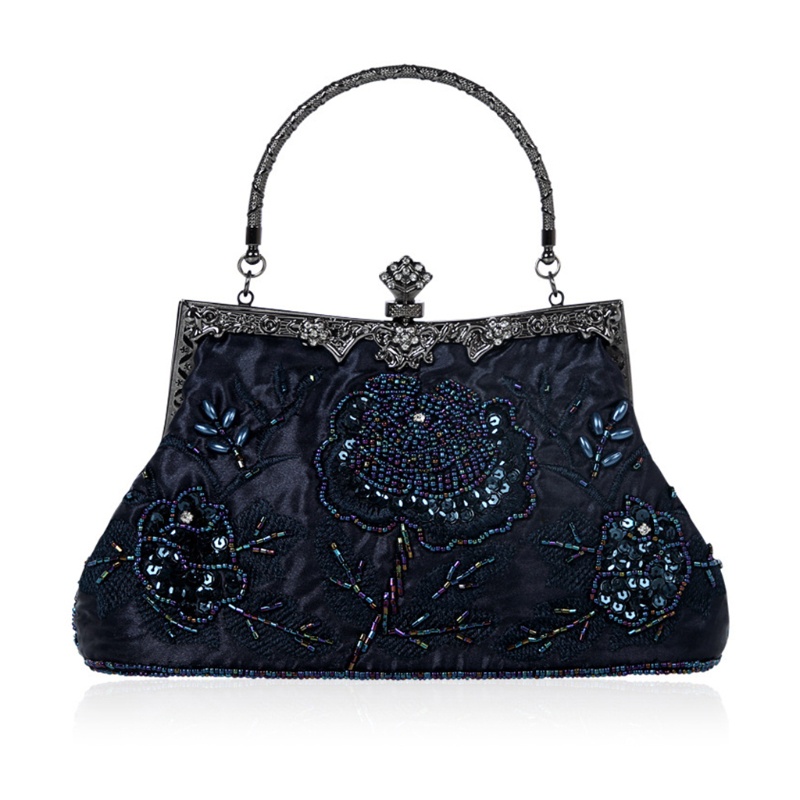 Ví Cầm Tay Đính Hạt Họa Tiết Hoa Phong Cách Vintage Dành Cho Nữ