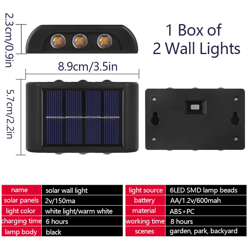 Đèn LED Năng Lượng Mặt Trời Gắn Tường Ngoài Trời