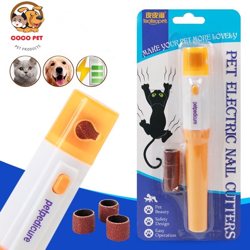 Máy Mài Móng/ Dụng Cụ Mài Móng Cho Chó Mèo Kèm 3 Đầu Thay Thế Chạy Bằng Pin Tiểu, Nhỏ Gọn, Dễ Dàng Tháo Lắp Và Sử Dụng