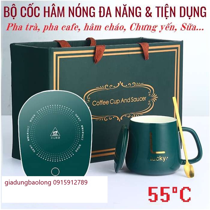 MÁY HÂM NÓNG SỮA CAFE CHÁO KÈM CỐC SỨ VÀ THÌA SIÊU SANG