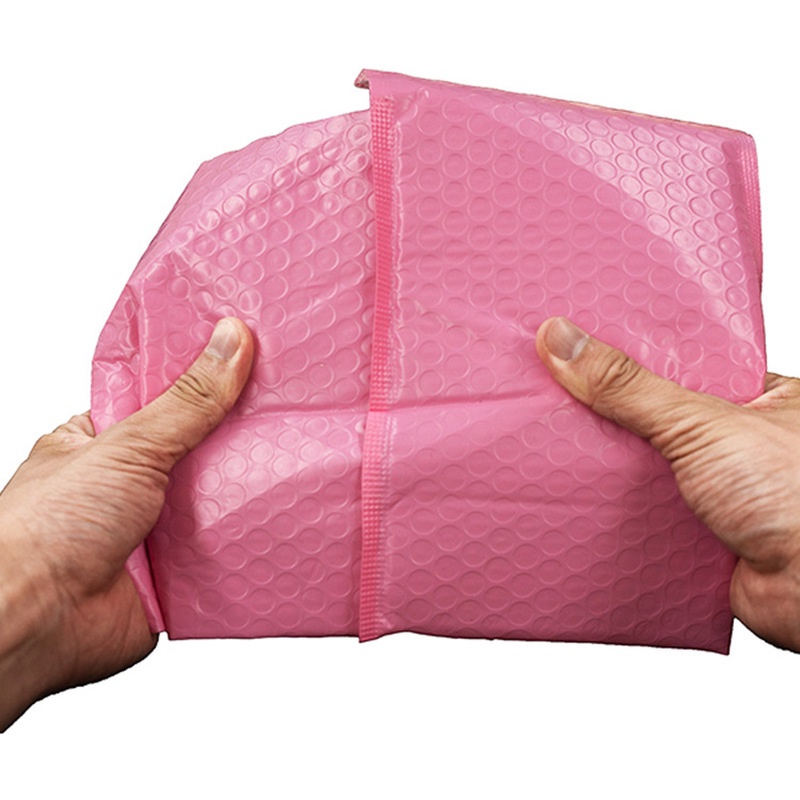 Túi bóng khí ánh ngọc trai chống sốc chống thấm nước màu hồng dành cho giao hàng đựng quần áo trang sức làm bao bì