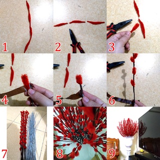 [RẺ VÔ ĐỊCH] 1 Bó Kẽm Nhung Phồng Màu Đỏ Làm Nụ Tầm Xuân (1 Bó 95-100 Sợi Dài 30cm)