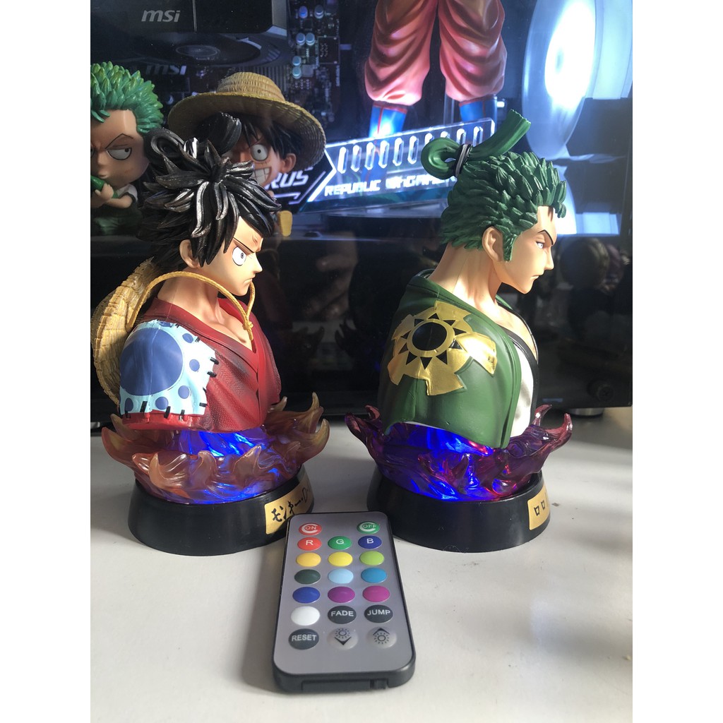 Mô hình One Piece Luffy và Zoro cao 16cm hiệu ứng led RBG có điều khiển từ xa fullbox