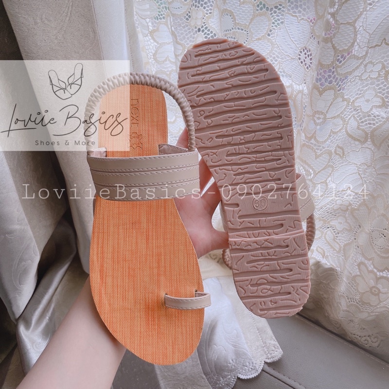 SANDAL NỮ LOVIIE BASICS XỎ NGÓN - GIÀY SANDAL QUAI MẢNH MẶT GỖ DA MỀM S210701