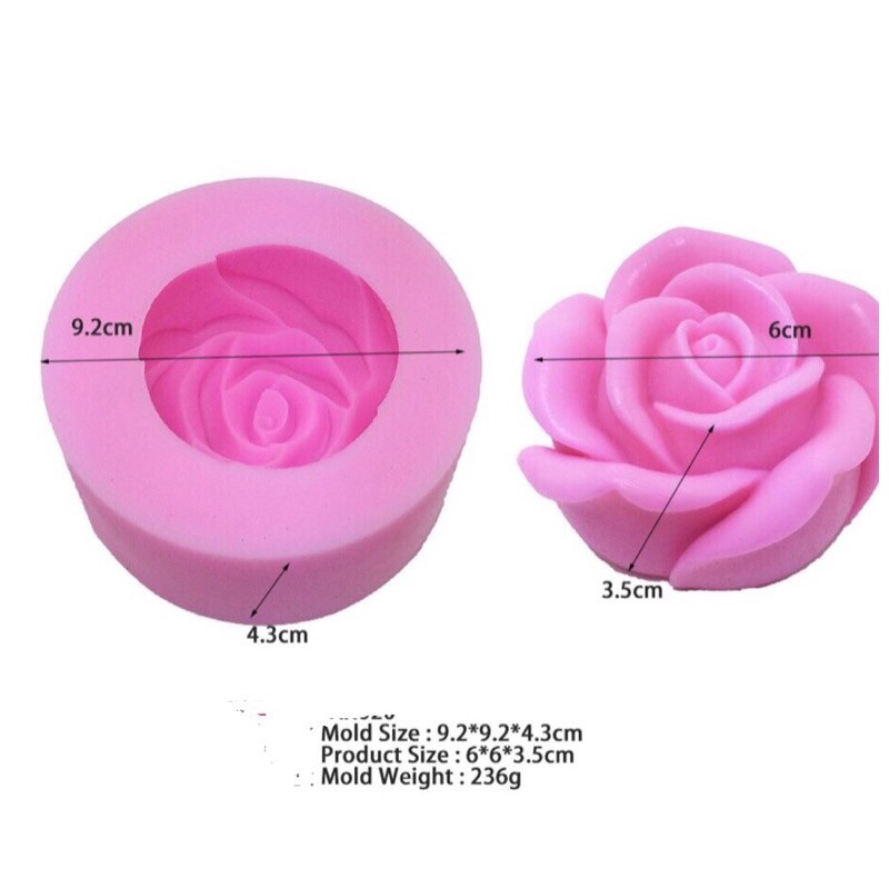 Khuôn silicon 4D rau câu hoa hồng đại