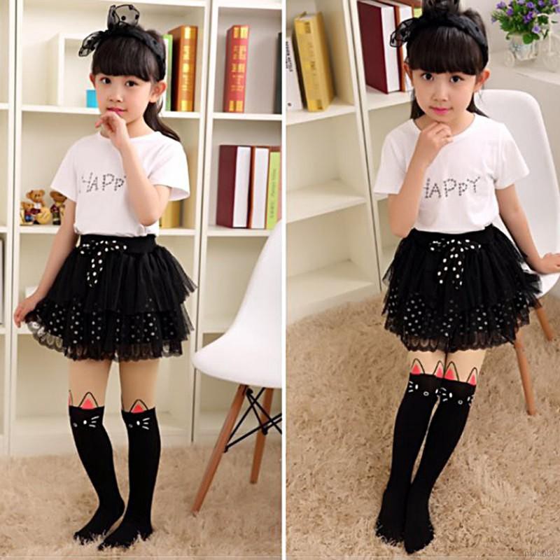 MyBaby Cartoon Summer Thin Tight Pants Knee Fake Tattoo Velvet Stockings