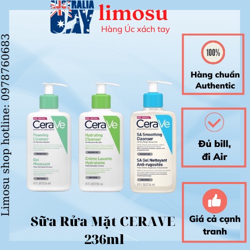 Sữa rửa mặt Cerave dịu nhẹ 236ml