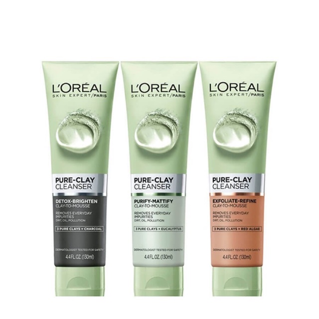 Sữa rửa mặt đất sét L'OREAL PURE CLAY Exfoliate Refine 150ml