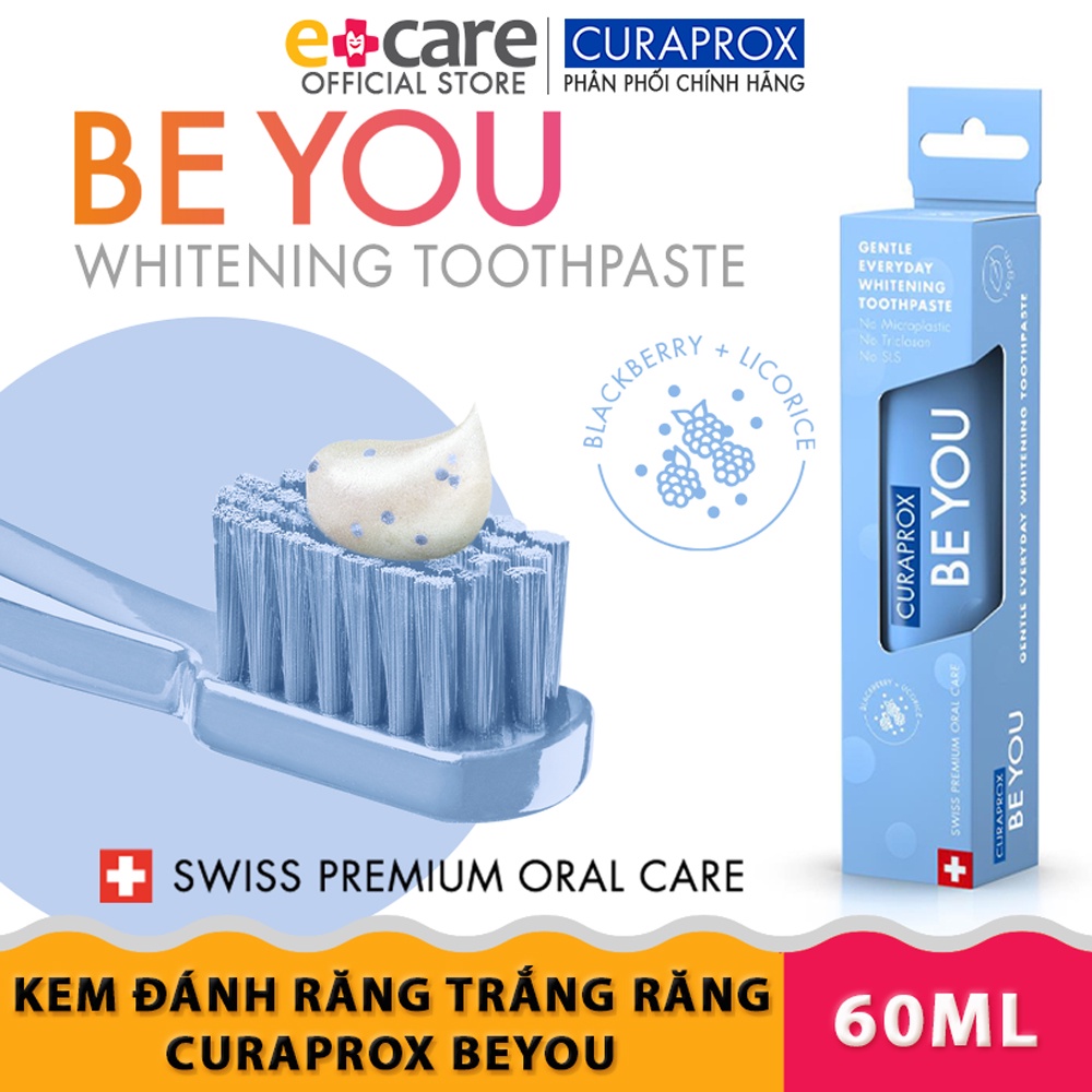 Kem đánh răng Curaprox BE YOU trắng răng tự nhiên 60ml [Dâu đen + Cam thảo]