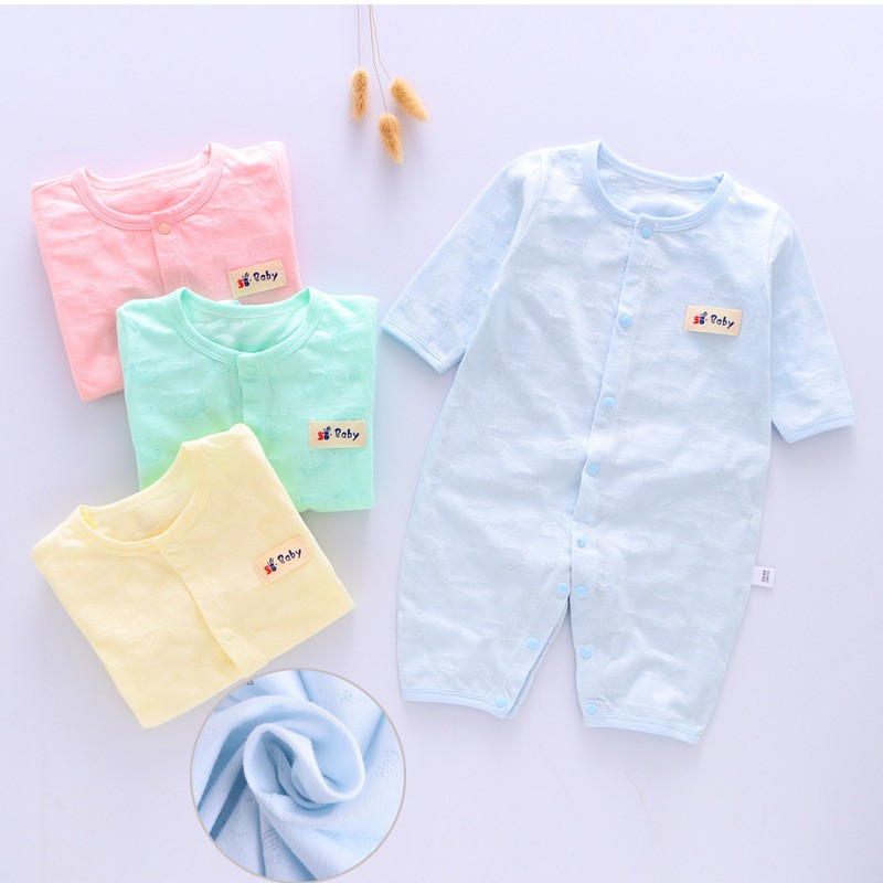 Áo liền quần Body cotton dài tay mỏng mặc hè thu cho bé trai bé gái 0-12tháng Hàng Quảng châu xuất Nhật BDH02
