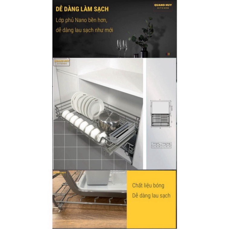 Kệ chén bát tủ bếp dưới inox xám Titan 2023 sơn Nano 2k bảo hành 10 năm không han gỉ nhập khẩu Grob