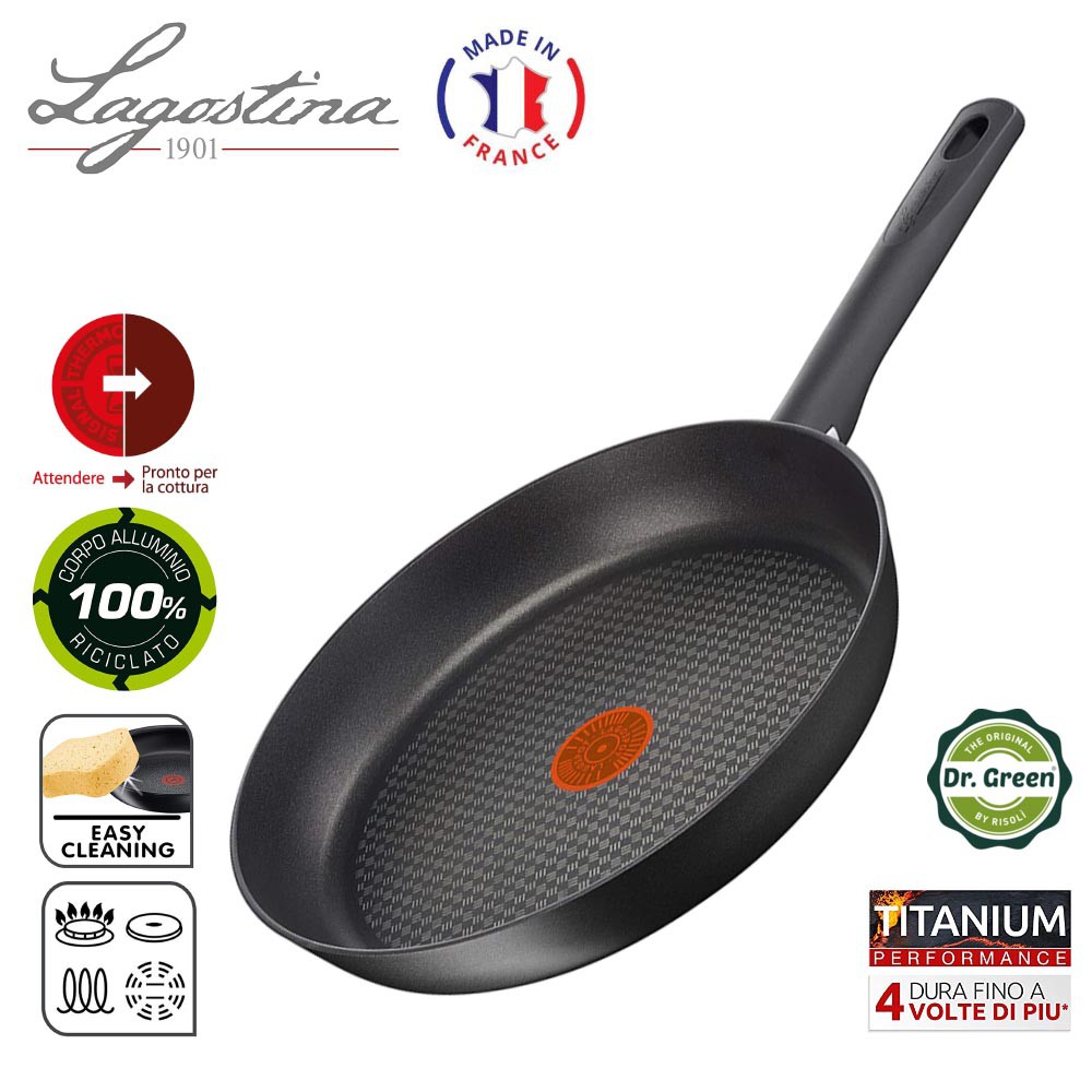 Chảo chống dính Tefal Lagostina Ri-Genera Green Titanium đường kính miệng 24cm - Made in France