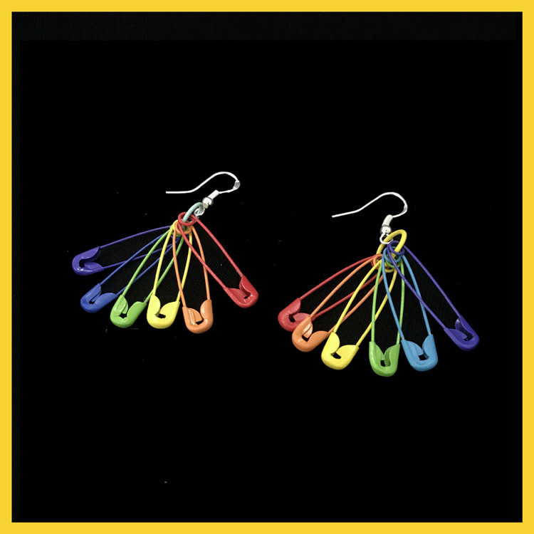 Khuyên tai ghim băng màu cầu vồng độc đáo thời trang phong cách Hàn Quốc 23561