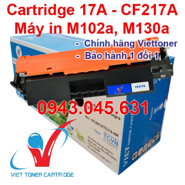 Hộp mực 17A (Có chip) dùng cho máy in LaserJet M102a, M102w, M130a, M130fn, M130fw, M130nw - Cartridge CF217A mới 100%